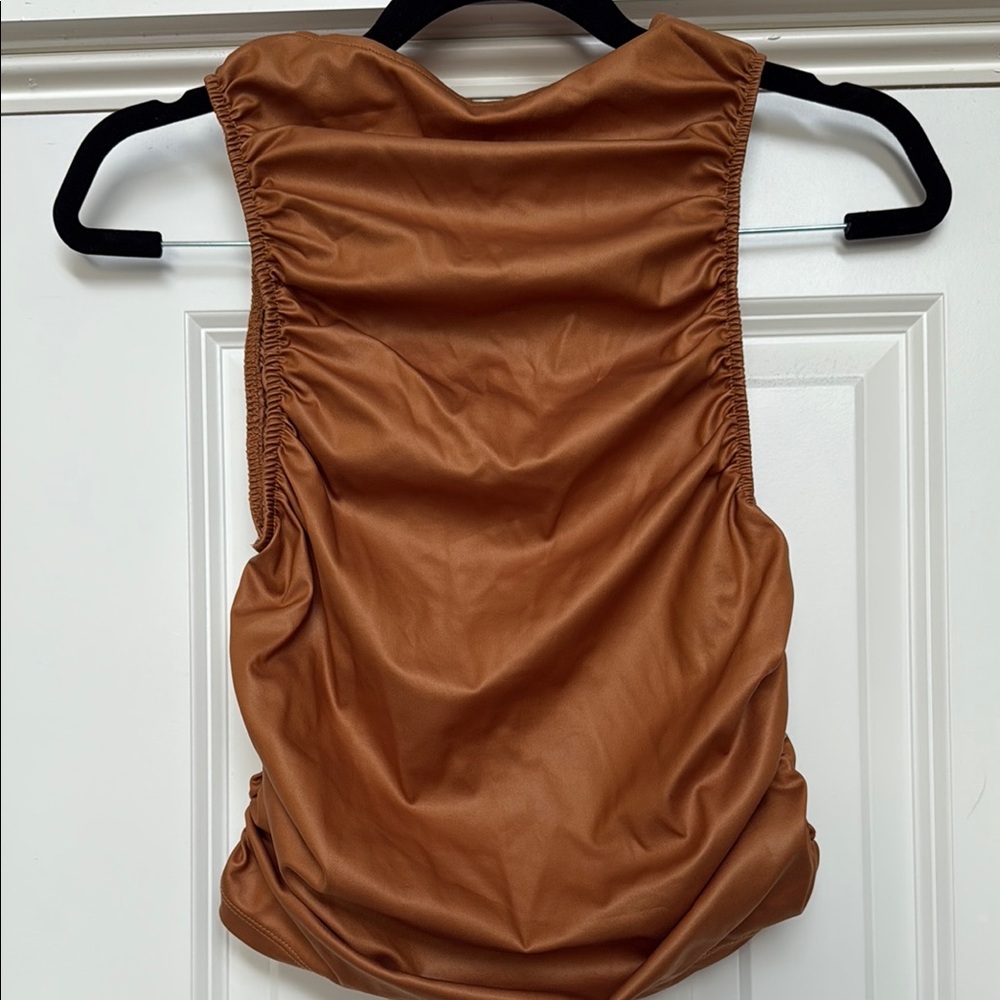 Free People Ruched bronze Sleeveless Top - Picture 3 of 6